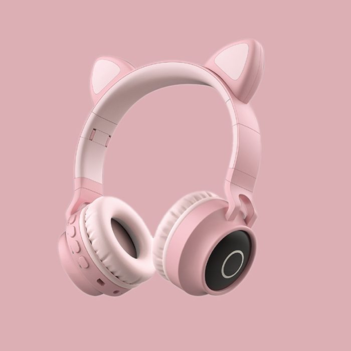Best LED Light Cat Ear Headphones Wireless Bluetooth 5.0 Headset Portable Foldable Kids Headphone With Microphone