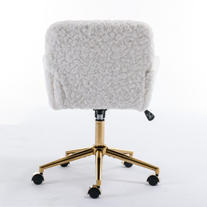 A&A Furniture Rabbit Hair Office Chair With Golden Base, Adjustable - Image 6