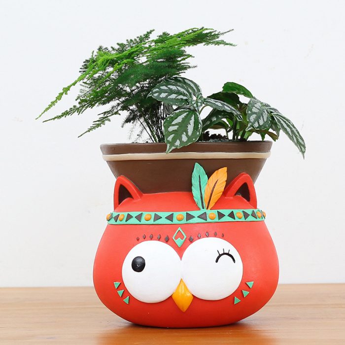Indian Style Wall Mounted Plant Pot Wall Hanging Succulent Pots Cartoon Animal Shape Resin - Image 8