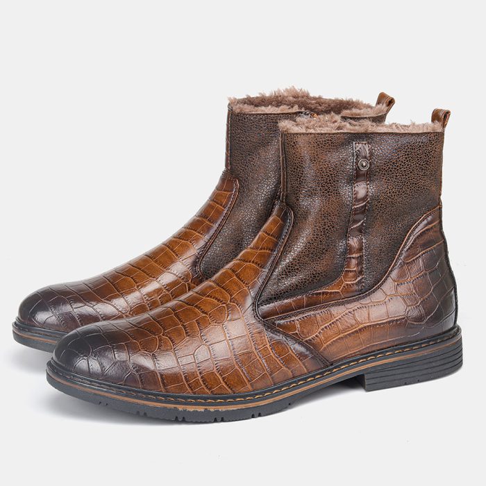 Men Winter Warm Leather Boot High Shoes Man Big Size Boots - Image 4