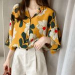 New Loose Western Style Blouse Chiffon Sunscreen Shirt Retro Floral