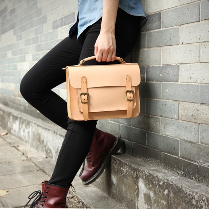 Hand Made Leather Bag Hand-Held Crossbeam Leather Bag - Image 2