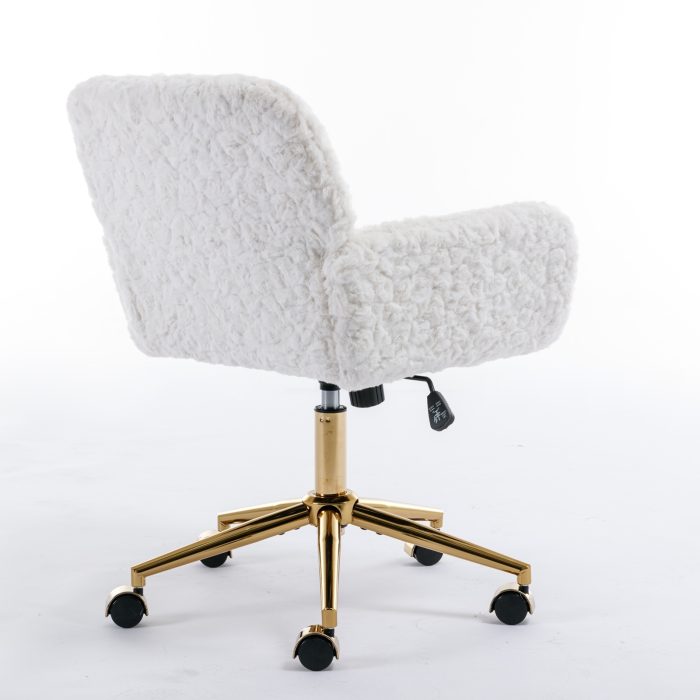A&A Furniture Rabbit Hair Office Chair With Golden Base, Adjustable - Image 10