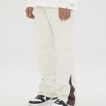 Leather And Twill Straight-leg Casual Cargo Trousers