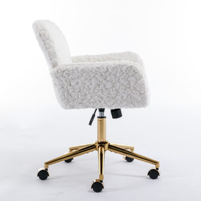 A&A Furniture Rabbit Hair Office Chair With Golden Base, Adjustable - Image 7