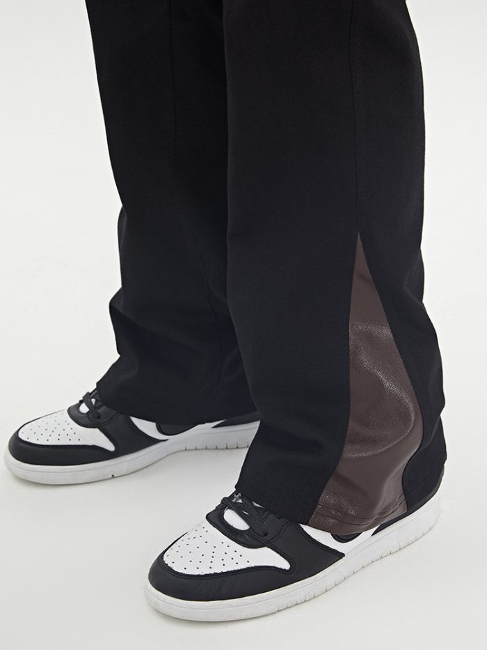Leather And Twill Straight-leg Casual Cargo Trousers - Image 5