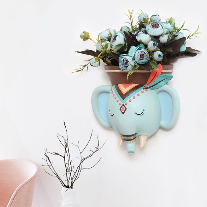 Indian Style Wall Mounted Plant Pot Wall Hanging Succulent Pots Cartoon Animal Shape Resin - Image 5