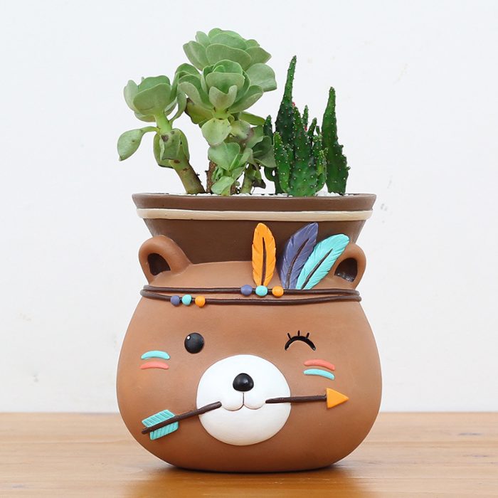 Indian Style Wall Mounted Plant Pot Wall Hanging Succulent Pots Cartoon Animal Shape Resin - Image 6