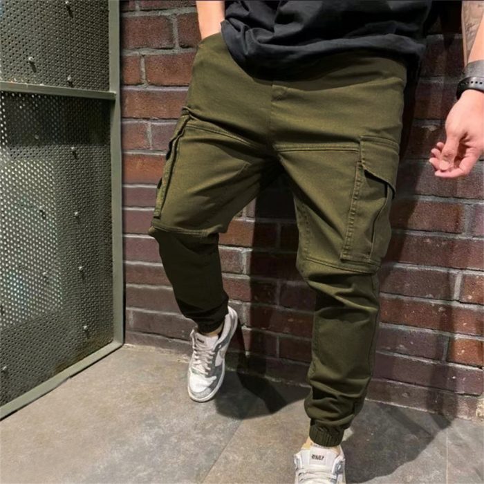 Mens Sports Pants With Pockets Casual Cargo Trousers - Image 2