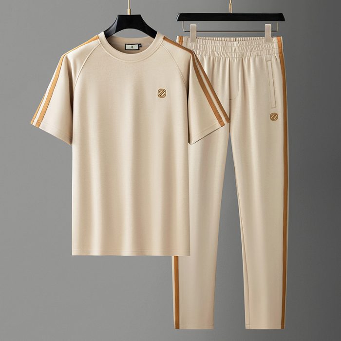 Men's Ice Silk Style Ironing-free Sweat-absorbent Breathable Short Sleeve Suit - Image 2