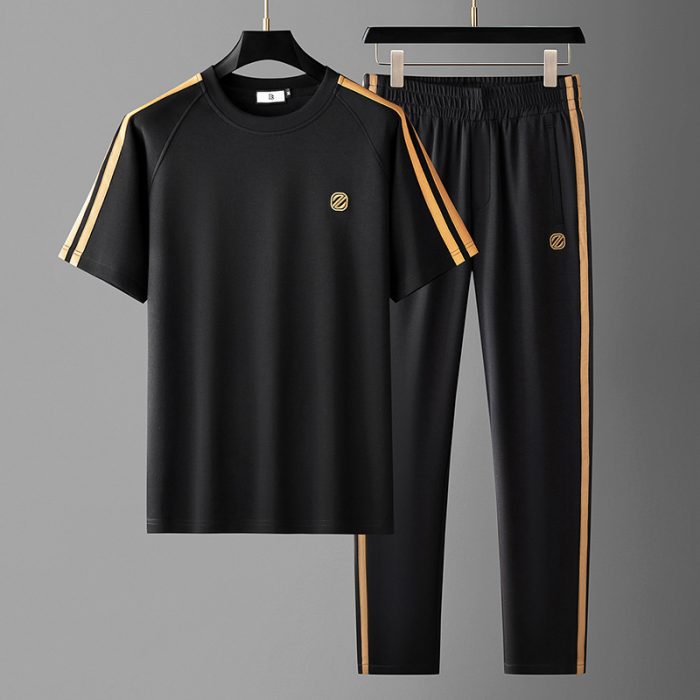 Men's Ice Silk Style Ironing-free Sweat-absorbent Breathable Short Sleeve Suit - Image 4