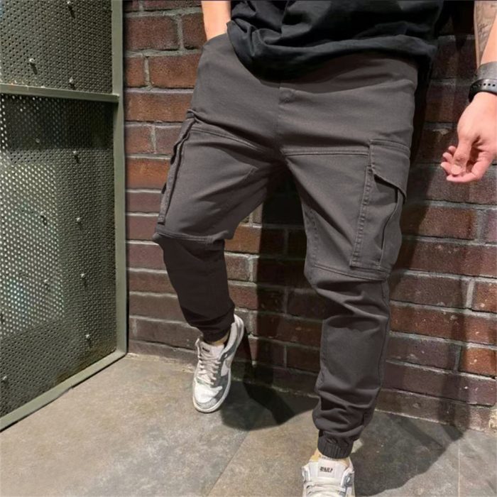Mens Sports Pants With Pockets Casual Cargo Trousers - Image 4