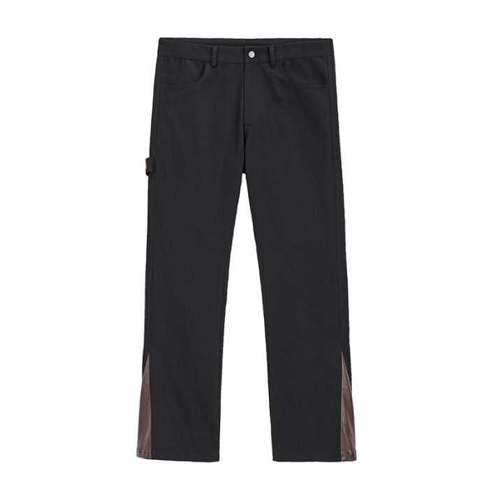 Leather And Twill Straight-leg Casual Cargo Trousers - Image 6
