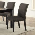 New Dining Room Chairs Ash Black Polyfiber Nail Heads Parson Style Set Of 2 Side Chairs Dining Room Furniture