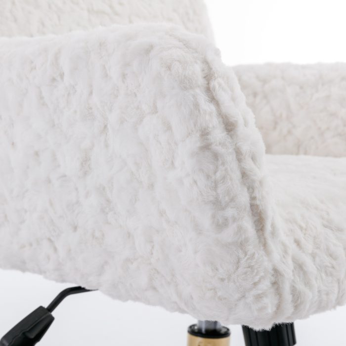 A&A Furniture Rabbit Hair Office Chair With Golden Base, Adjustable - Image 8