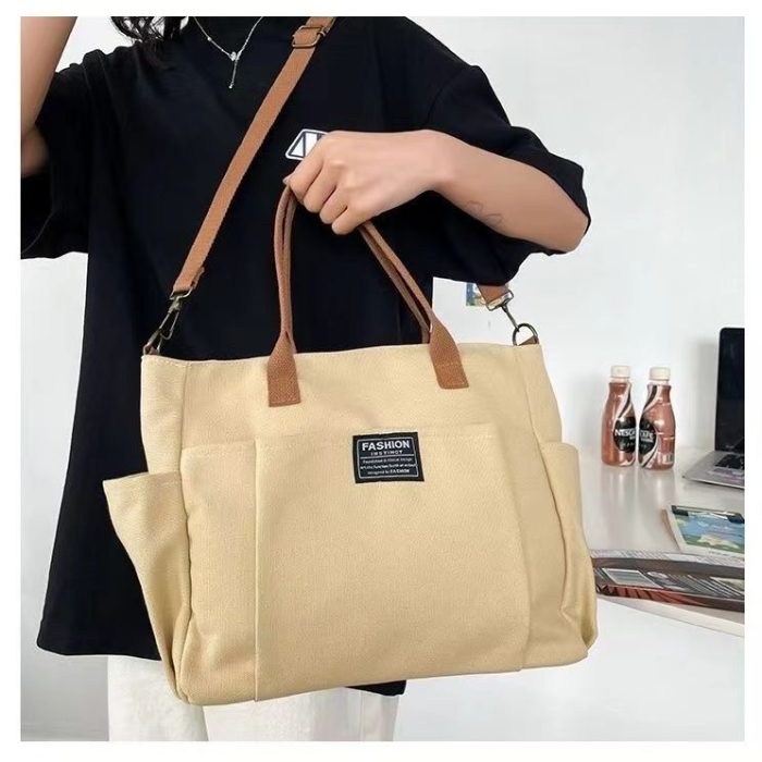 Large Capacity Shoulder Canvas Bag, Commuting Hand Bag - Image 2