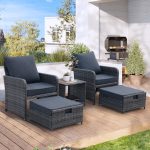 5 Pieces Best Wicker Patio Furniture Set Outdoor Patio Chairs With Ottomans Conversation Furniture
