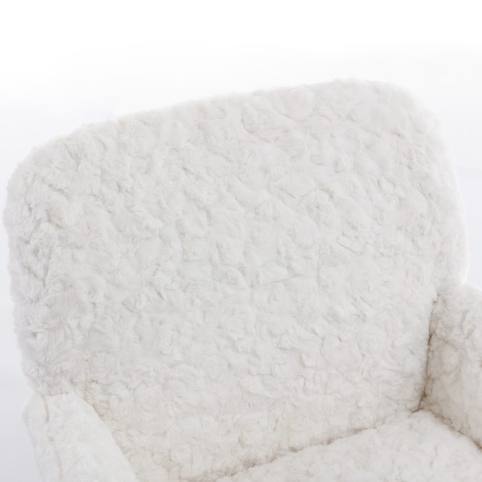 A&A Furniture Rabbit Hair Office Chair With Golden Base, Adjustable - Image 2