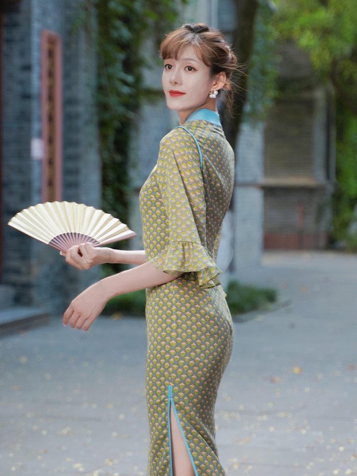 New Green Cheongsam Woman Improved Dress - Image 4