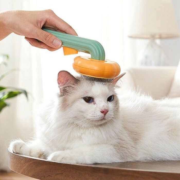 Pet Pumpkin Brush, Pet Grooming Self Cleaning Slicker Brush For Dogs Cats Puppy Rabbit - Image 4