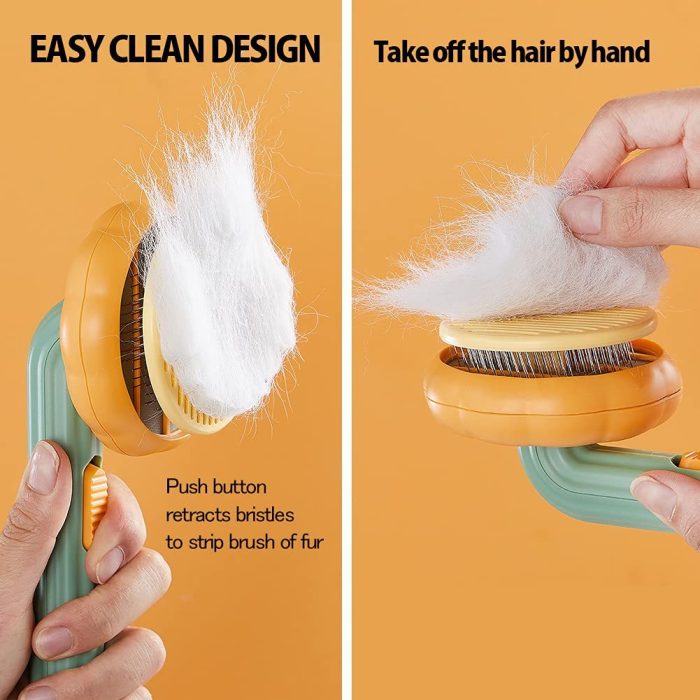 Pet Pumpkin Brush, Pet Grooming Self Cleaning Slicker Brush For Dogs Cats Puppy Rabbit - Image 9
