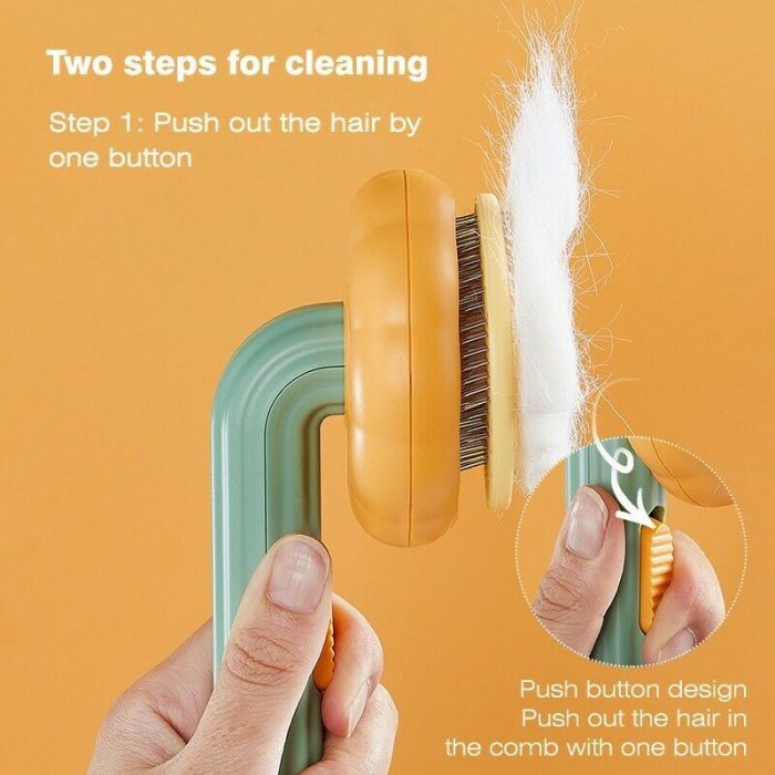 Pet Pumpkin Brush, Pet Grooming Self Cleaning Slicker Brush For Dogs Cats Puppy Rabbit - Image 6