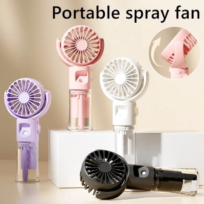 Portable Handheld Spray Fan 4-Speed Water Spray Mist Fan Summer