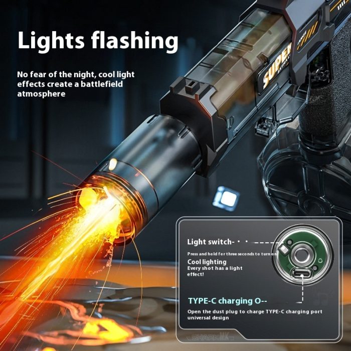 LED Lights Electric Water Guns Children Simulated Shooting Recoi - Image 7