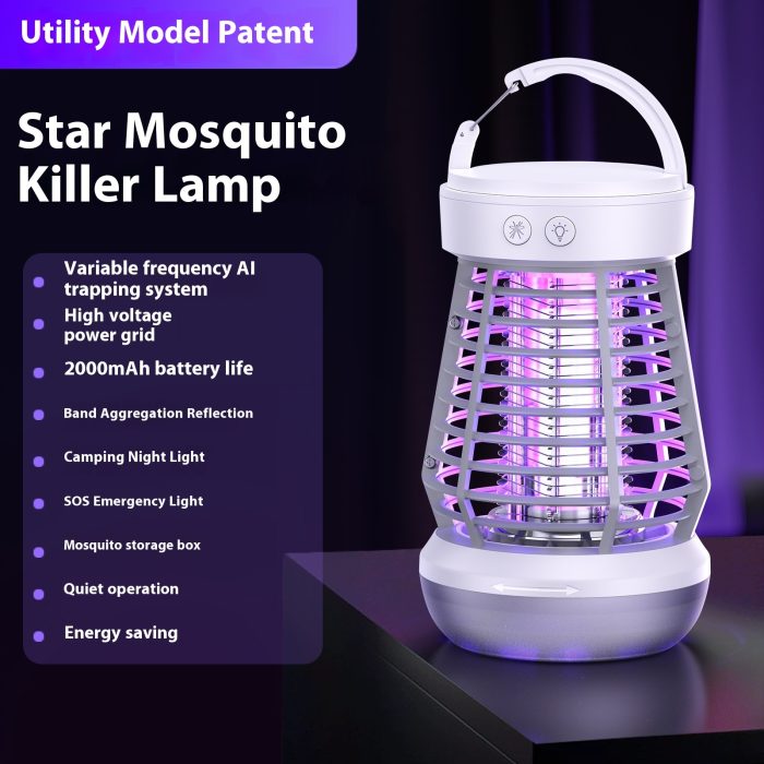 2in1 Mosquito Killer Lamp Electric Fly Catcher USB Rechargeable Electric Mosquito Swatter - Image 4