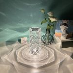 Nordic Crystal Lamp USB Table Lamps Bedroom Touch Diamond Night Light Rose Projector